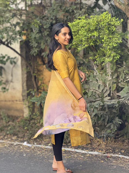 MUSLIN SHIMMER KURTI WITH DUPATTA - D189