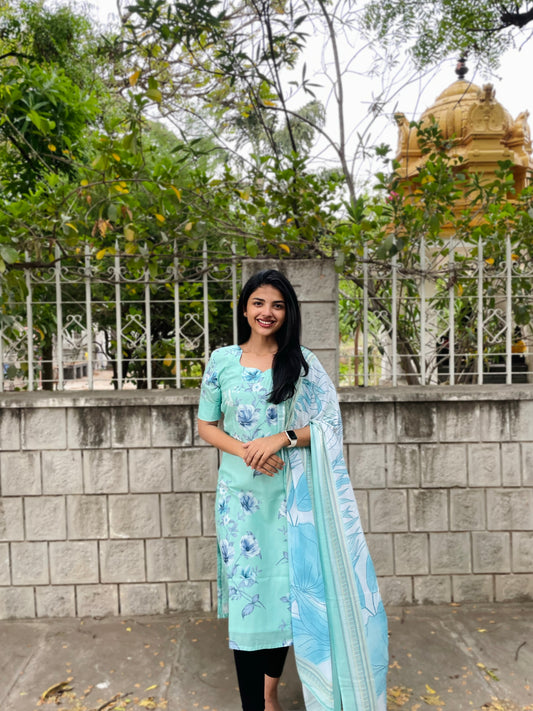 MUL MUL COTTON KURTI WITH DUPATTA