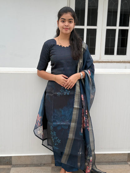 BLUE ORGANZA SALWAR SUIT