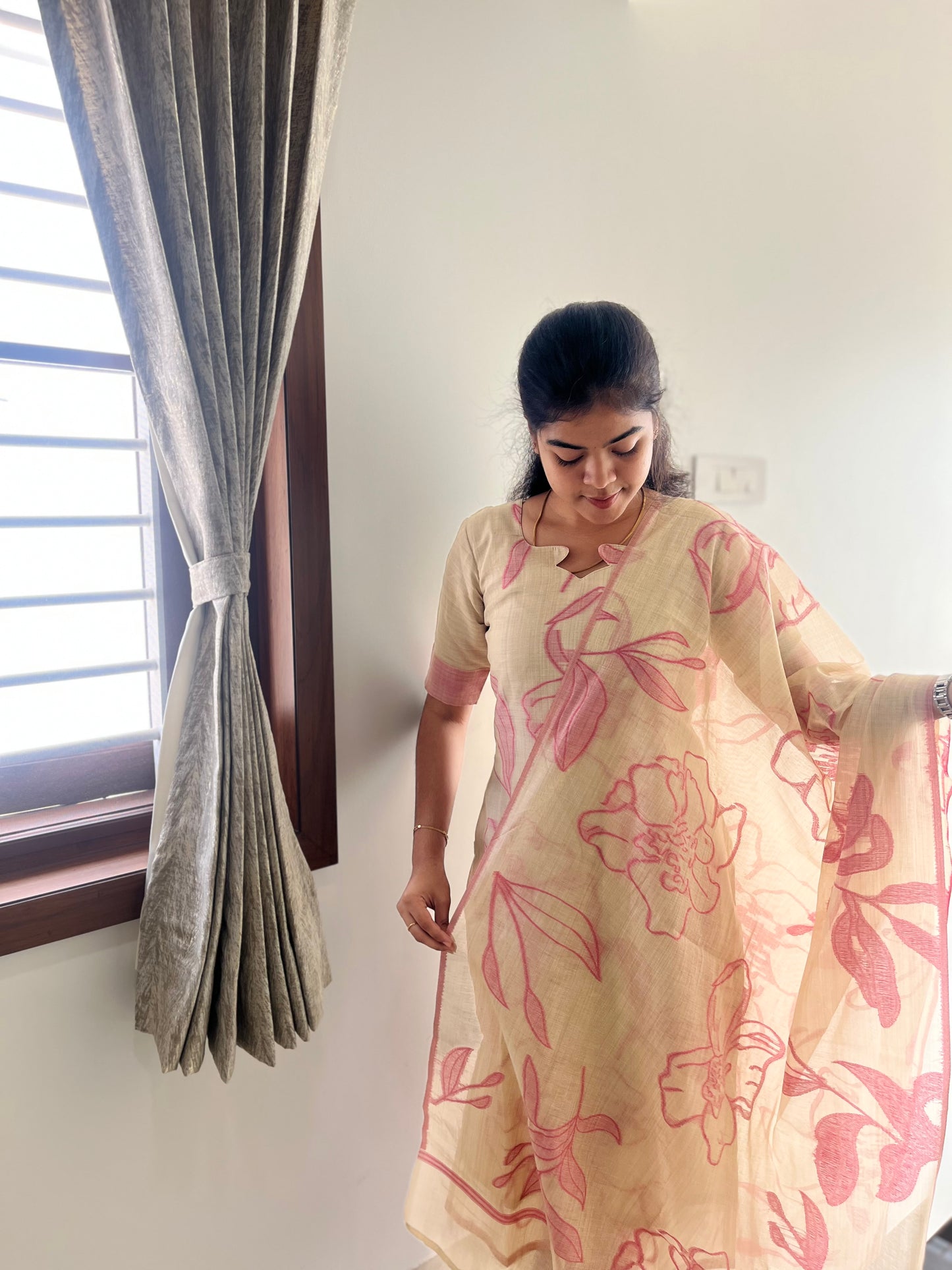 COTTON JAMDHANI KURTI WITH DUPATTA - PREORDER