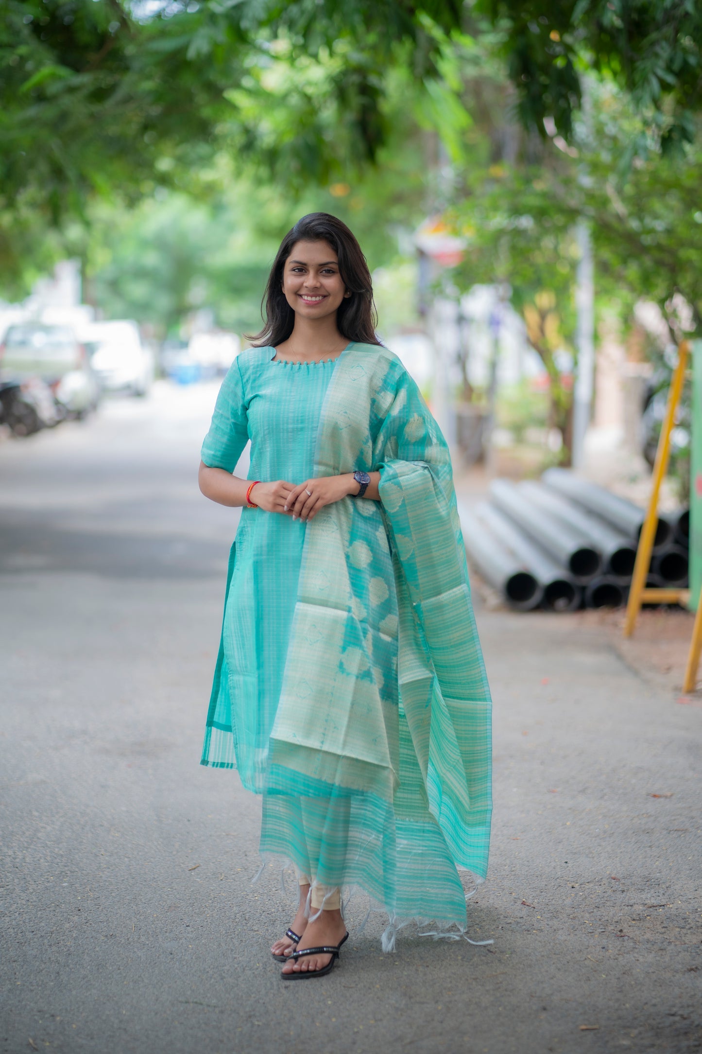 TISSUE KURTI WITH BANARAS DUPATTA