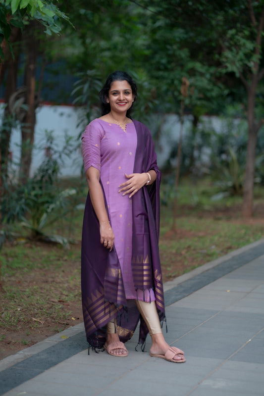 CHANDERI KURTI WITH DUPATTA