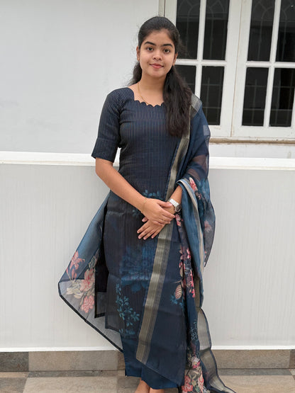 BLUE ORGANZA SALWAR SUIT