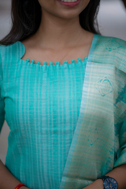 TISSUE KURTI WITH BANARAS DUPATTA