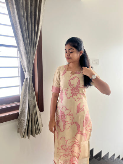 COTTON JAMDHANI KURTI WITH DUPATTA - PREORDER