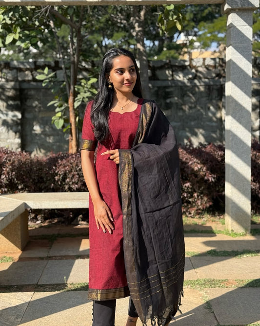 MANGALAGIRI COTTON 3PCS KURTA SET