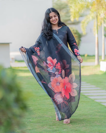 LINEN KURTI AND DUPPATA