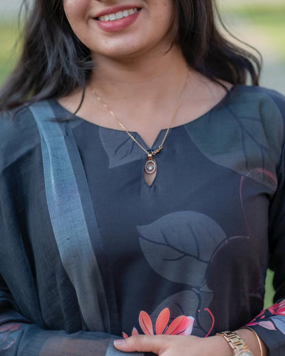 LINEN KURTI AND DUPPATA