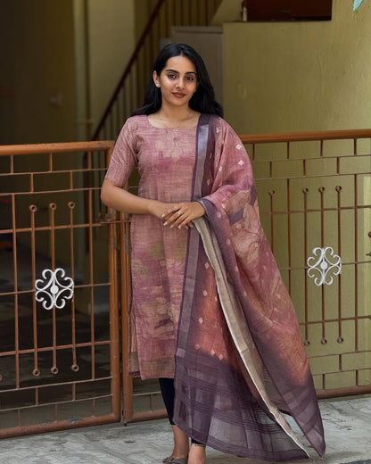LINEN KURTI WITH DUPATTA