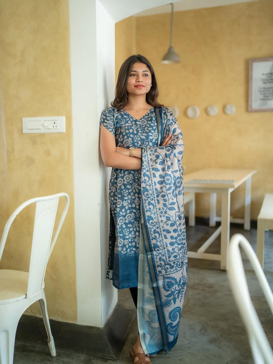 TUSSAR SILK KURTI WITH DUPATTA