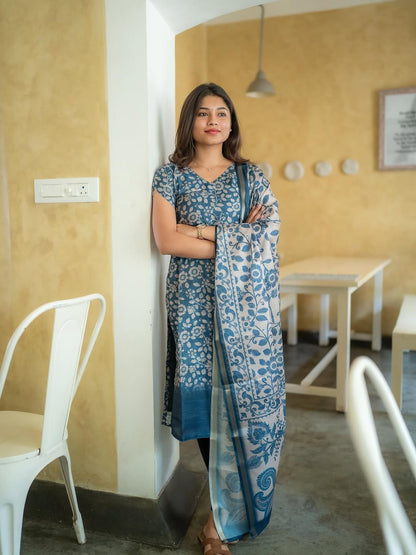 TUSSAR SILK KURTI WITH DUPATTA