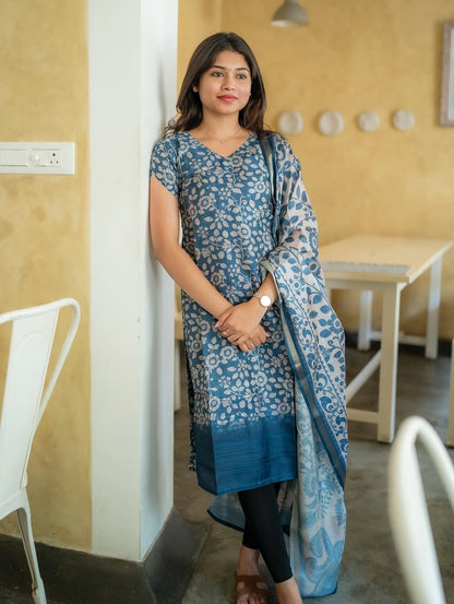 TUSSAR SILK KURTI WITH DUPATTA