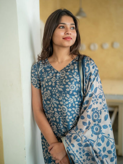 TUSSAR SILK KURTI WITH DUPATTA
