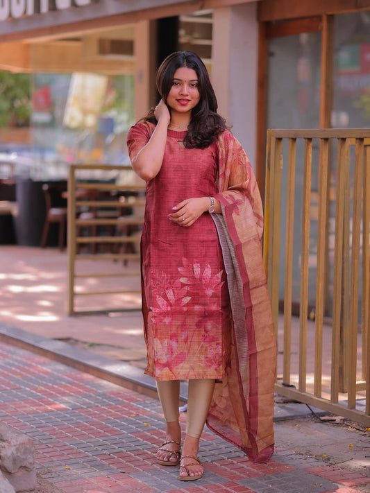 TUSSAR KURTI AND DUPATTA