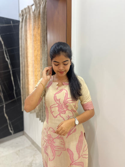 COTTON JAMDHANI KURTI WITH DUPATTA - PREORDER