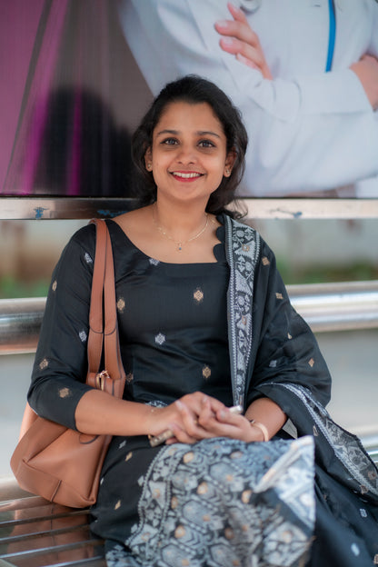 CHANDERI KURTI WITH DUPATTA