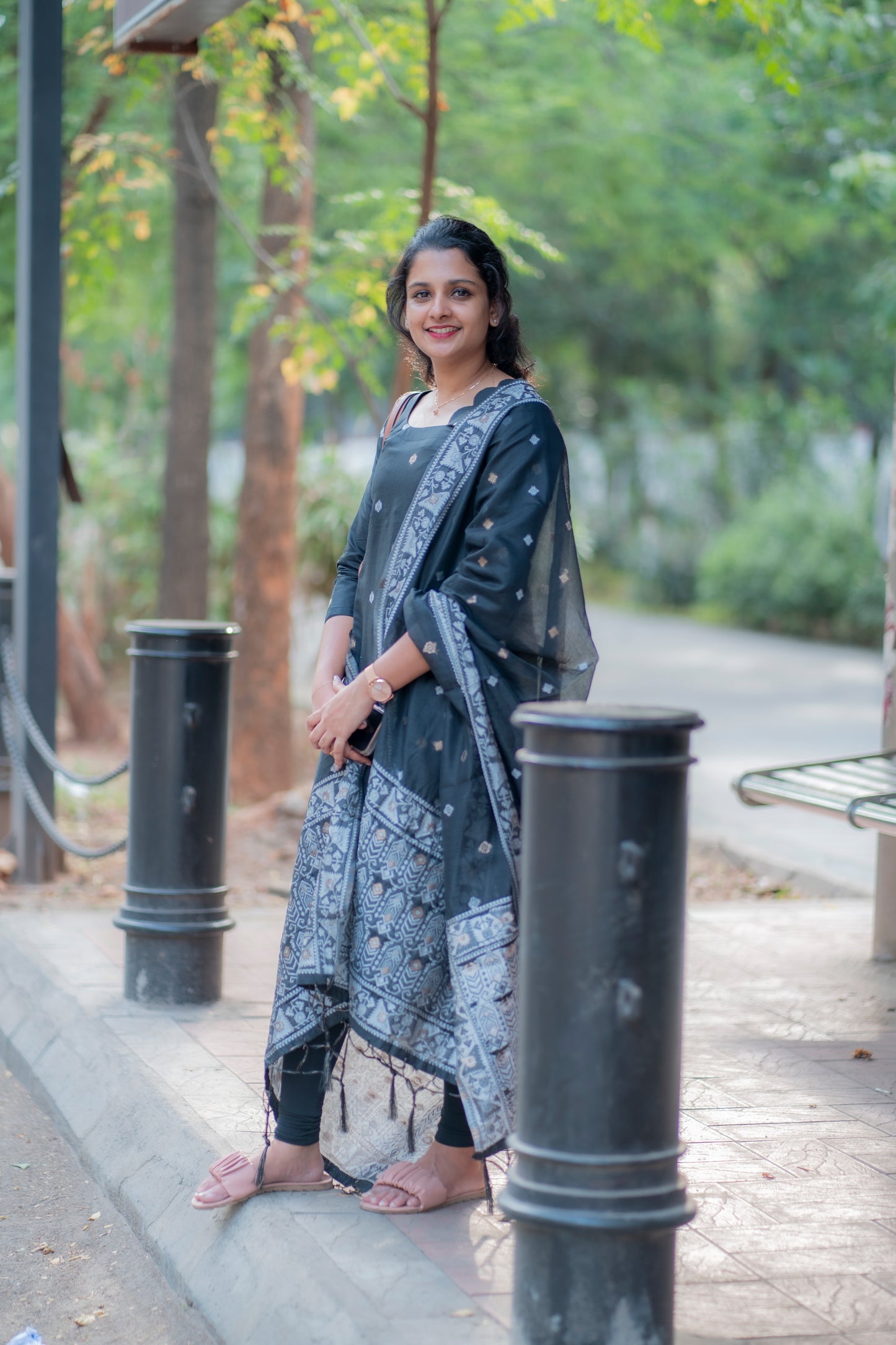 CHANDERI KURTI WITH DUPATTA