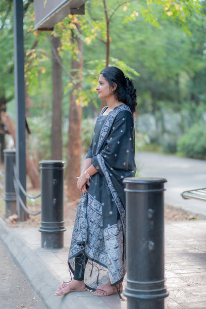 CHANDERI KURTI WITH DUPATTA