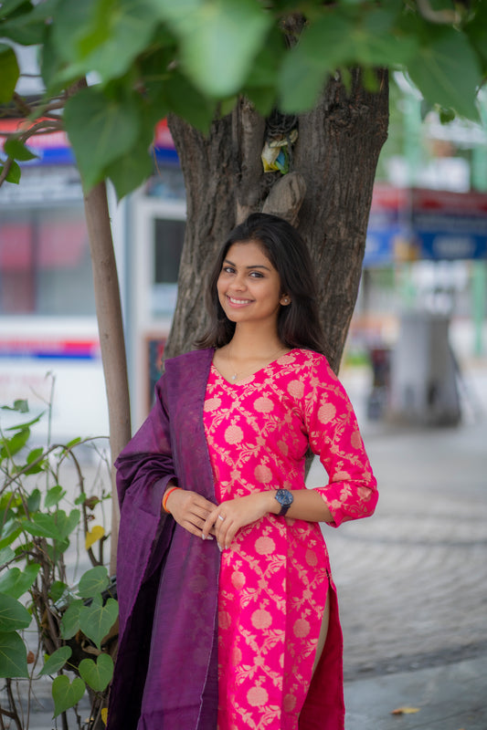 BANARAS KURTI WITH DUPATTA
