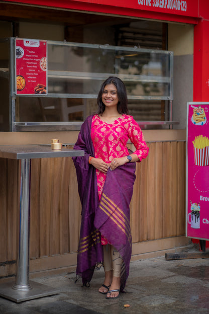 BANARAS KURTI WITH DUPATTA