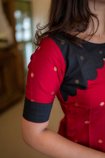 RAWSILK KURTI WITH KALAMKARI DUPATTA