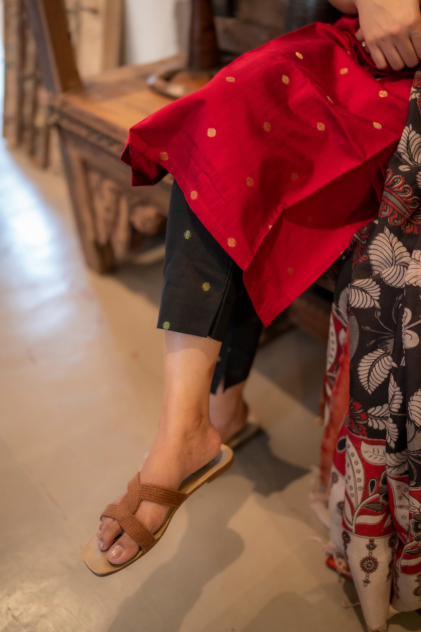 RAWSILK KURTI WITH KALAMKARI DUPATTA