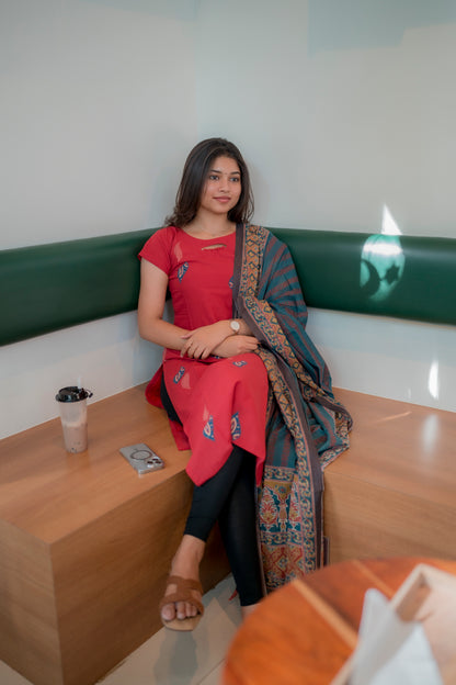 COTTON KURTI WITH DUPATTA