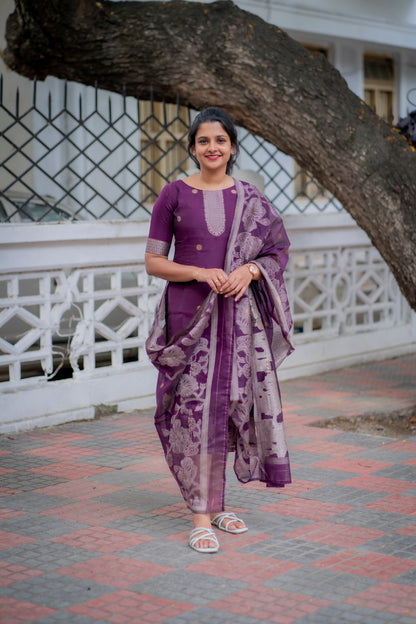 COTTON JAMDHANI KURTI WITH DUPATTA