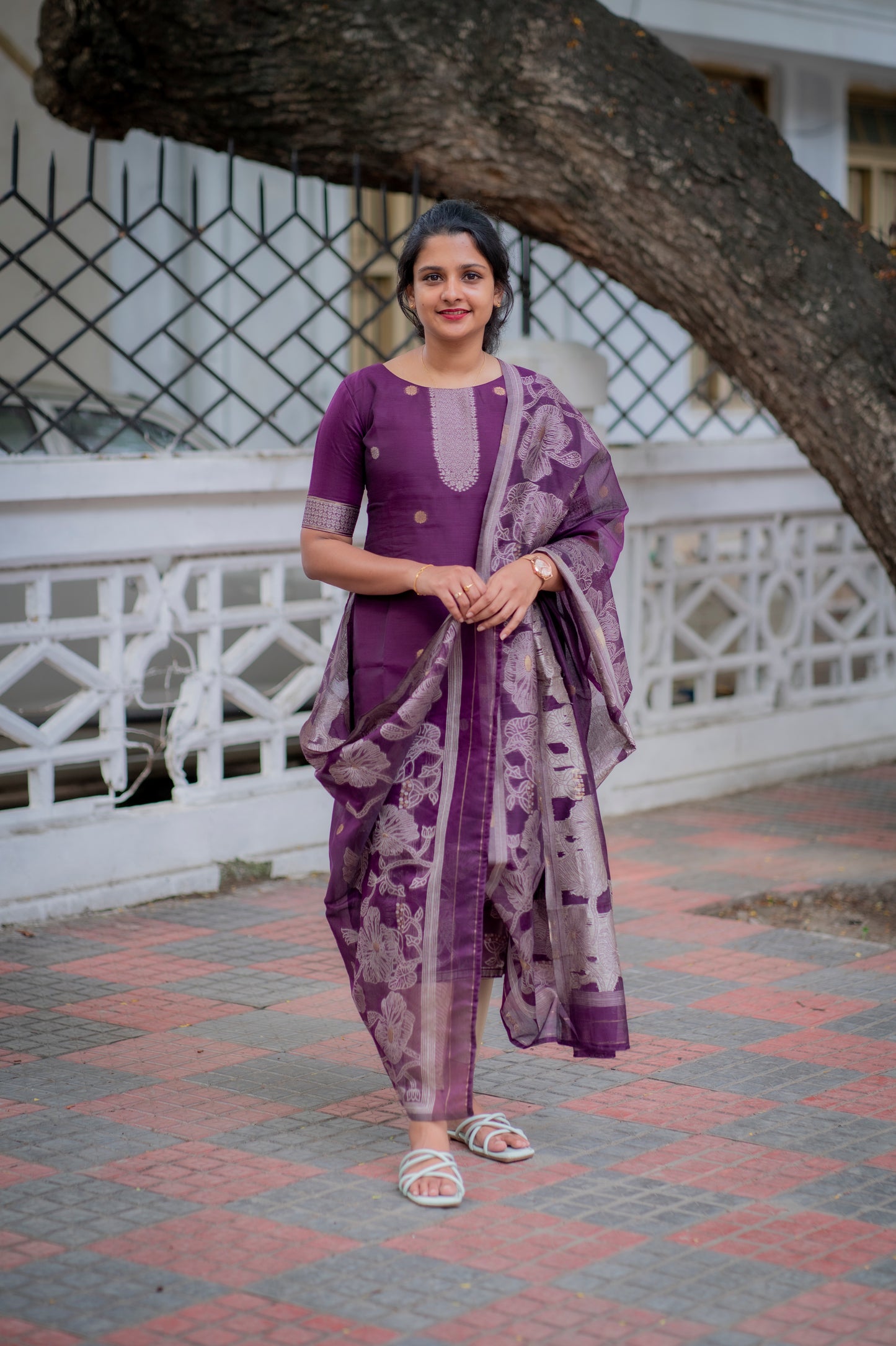 COTTON JAMDHANI KURTI WITH DUPATTA