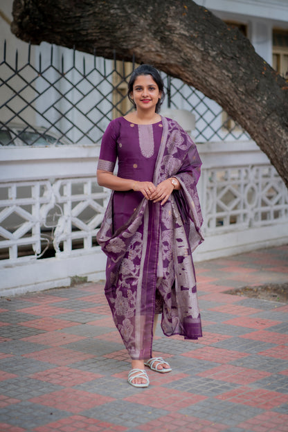 COTTON JAMDHANI KURTI WITH DUPATTA