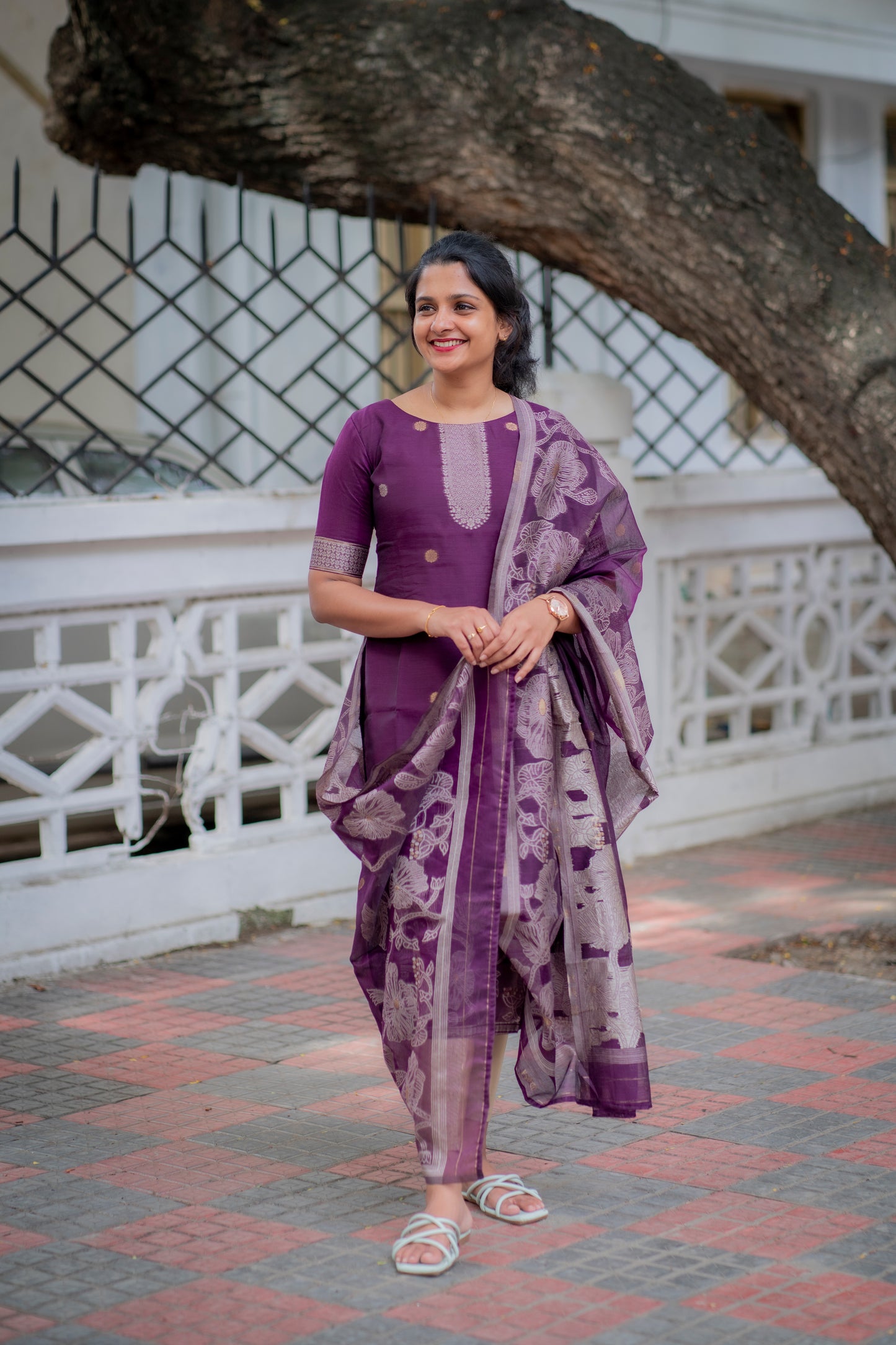 COTTON JAMDHANI KURTI WITH DUPATTA