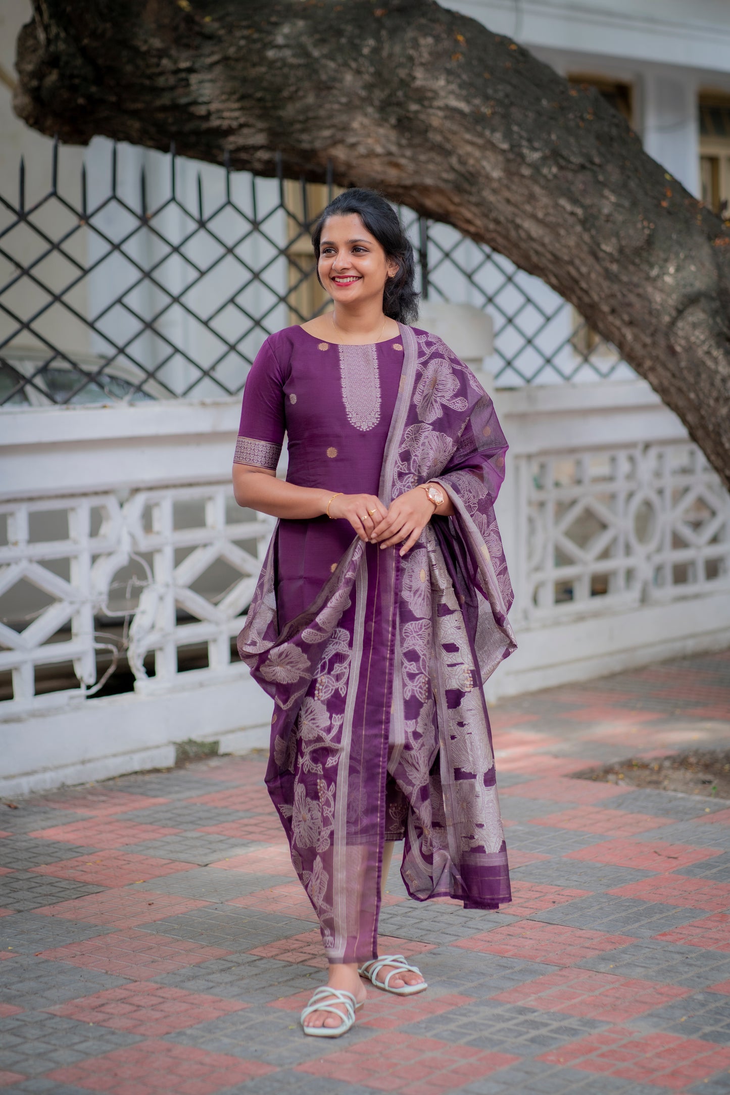 COTTON JAMDHANI KURTI WITH DUPATTA