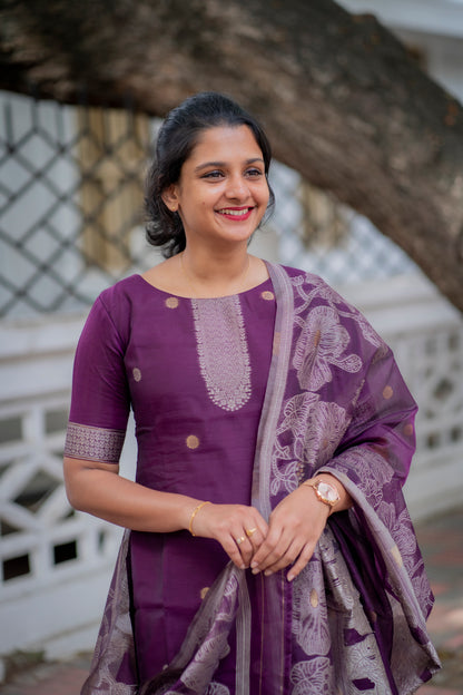 COTTON JAMDHANI KURTI WITH DUPATTA