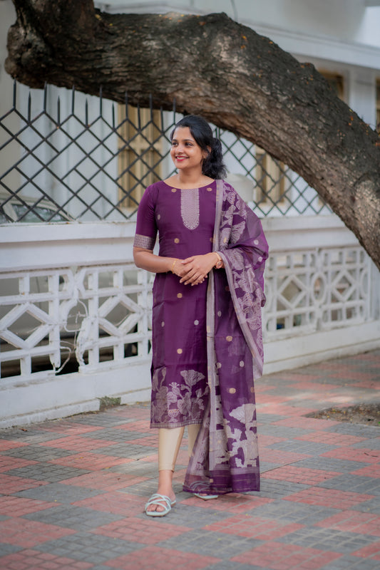 COTTON JAMDHANI KURTI WITH DUPATTA