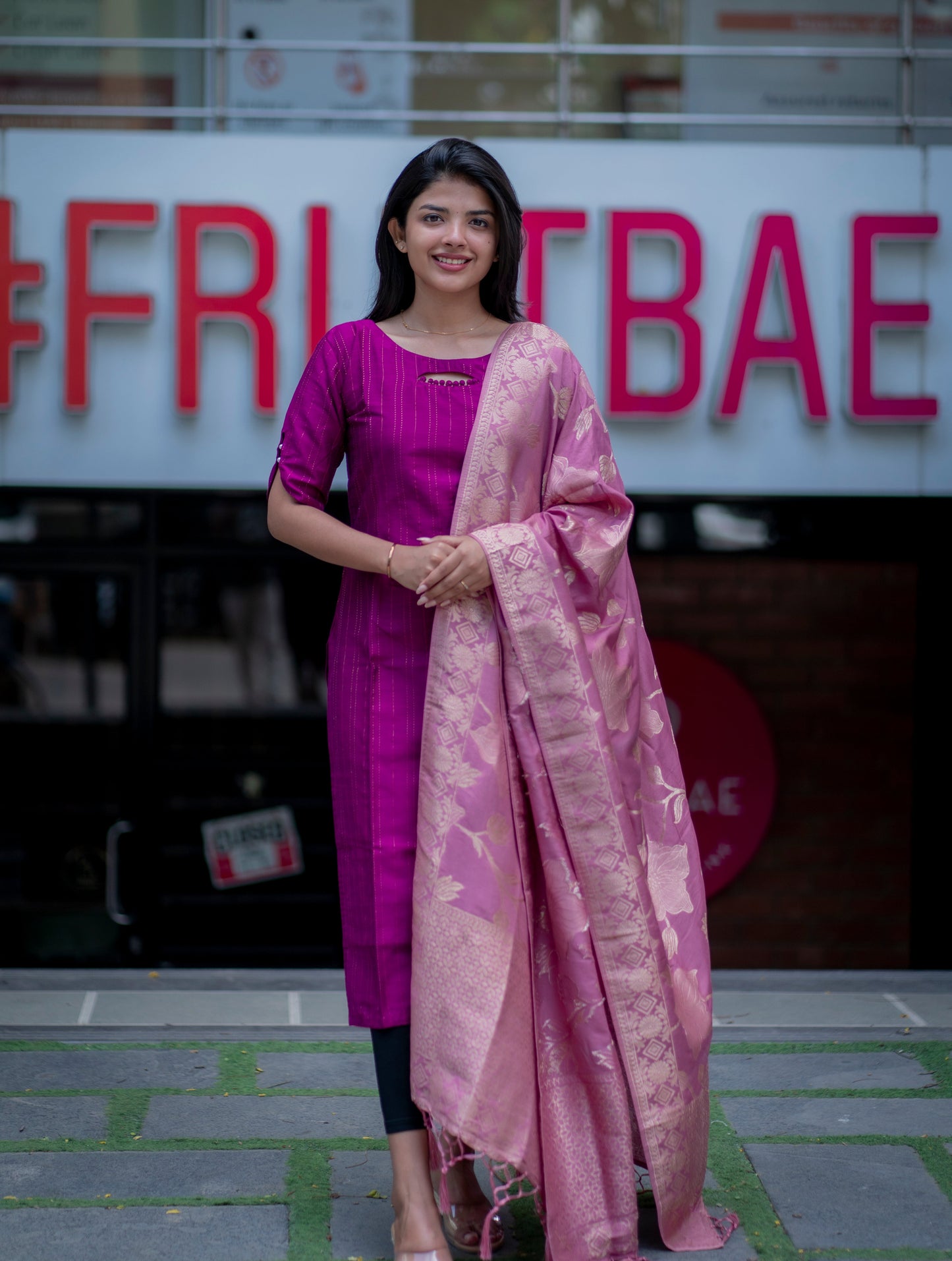 RAWSILK KURTI WITH  JACQUARD DUPATTA