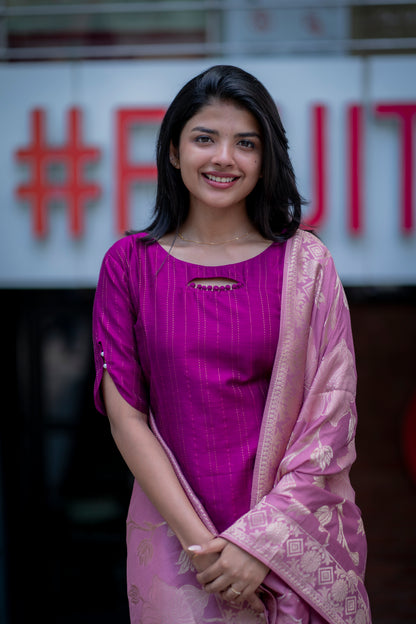 RAWSILK KURTI WITH  JACQUARD DUPATTA