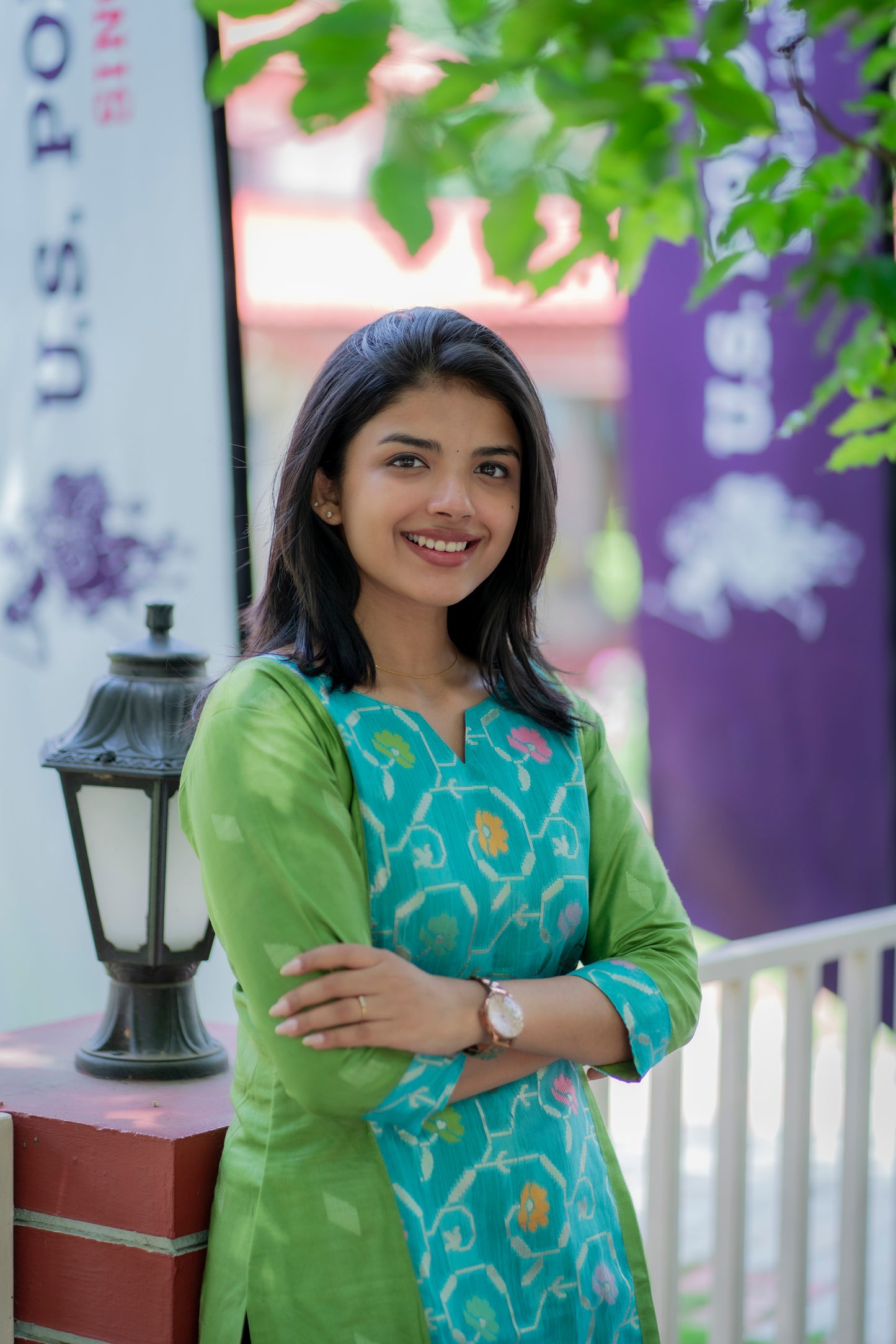TUSSARSILK KURTI WITH JACQUARD PATCH