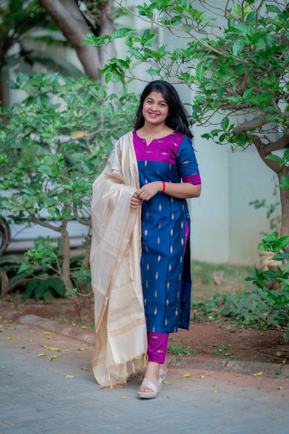 RAWSILK KURTASETS WITH DUPATTA - D195