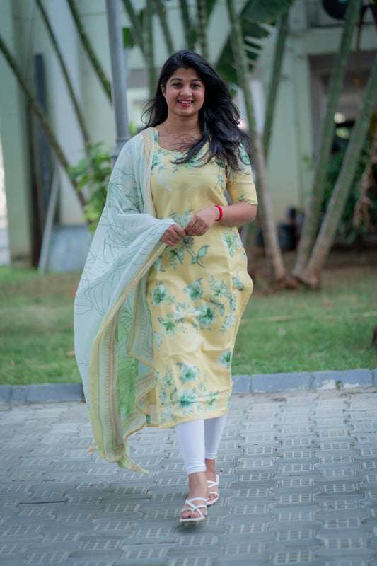 MUL MUL COTTON KURTI WITH DUPATTA - D193