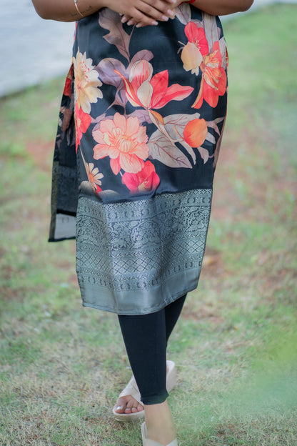 MUSLIN SILK WITH JARI BORDERS- D204