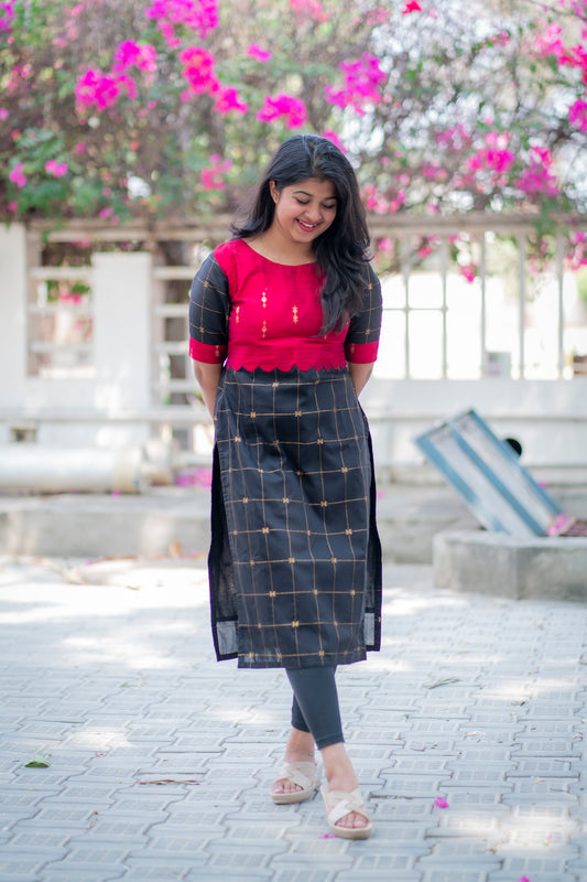 RAWSILK KURTI - D198