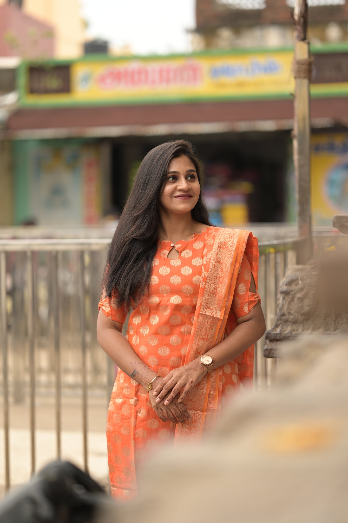 ORANGE JACQUARD SALWAR SUIT