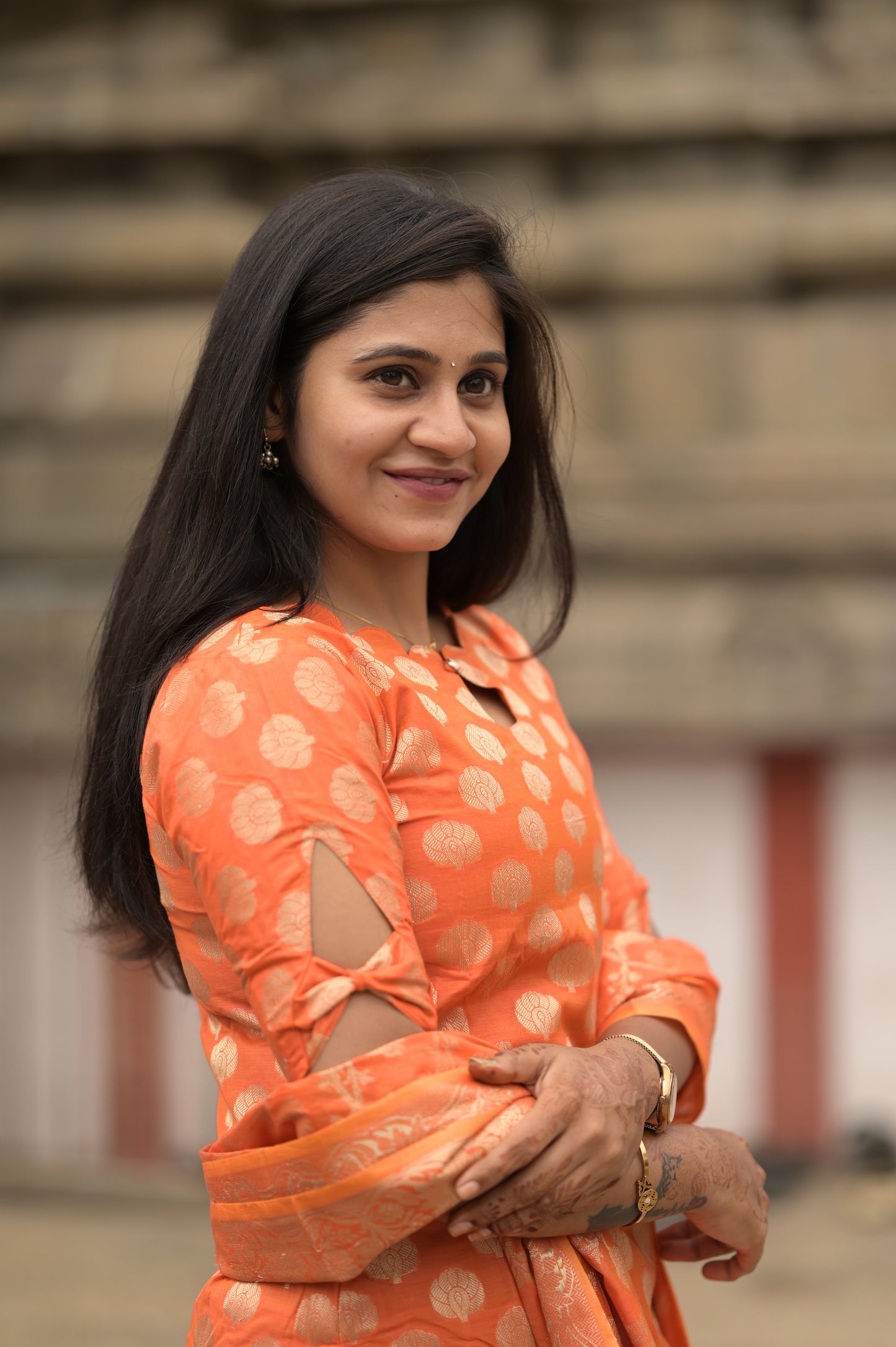 ORANGE JACQUARD SALWAR SUIT