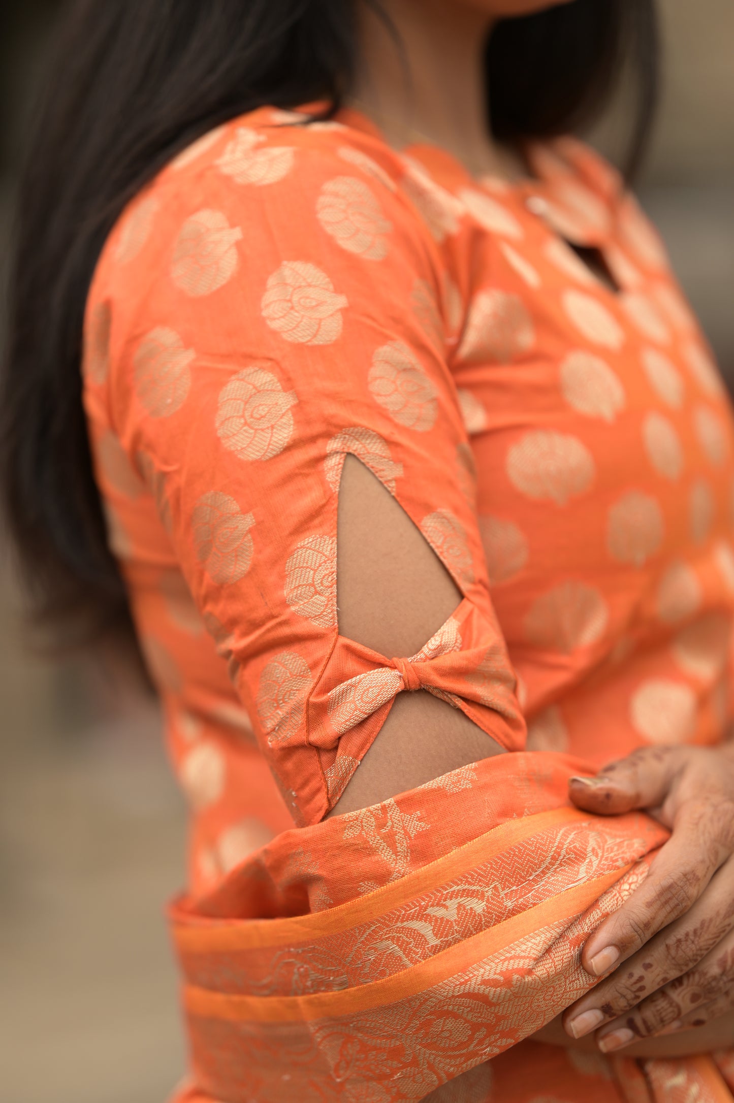 ORANGE JACQUARD SALWAR SUIT