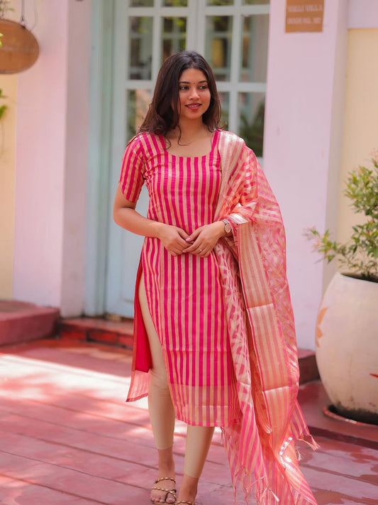 BANARAS KURTI WITH DUPATTA