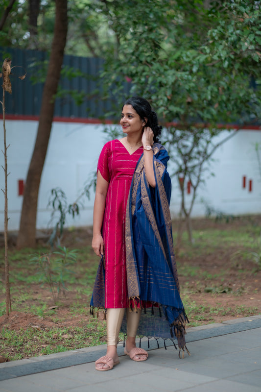 Rawsilk kurti with dupatta