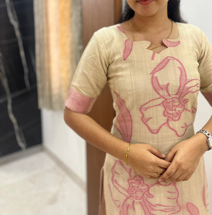 COTTON JAMDHANI KURTI WITH DUPATTA - PREORDER