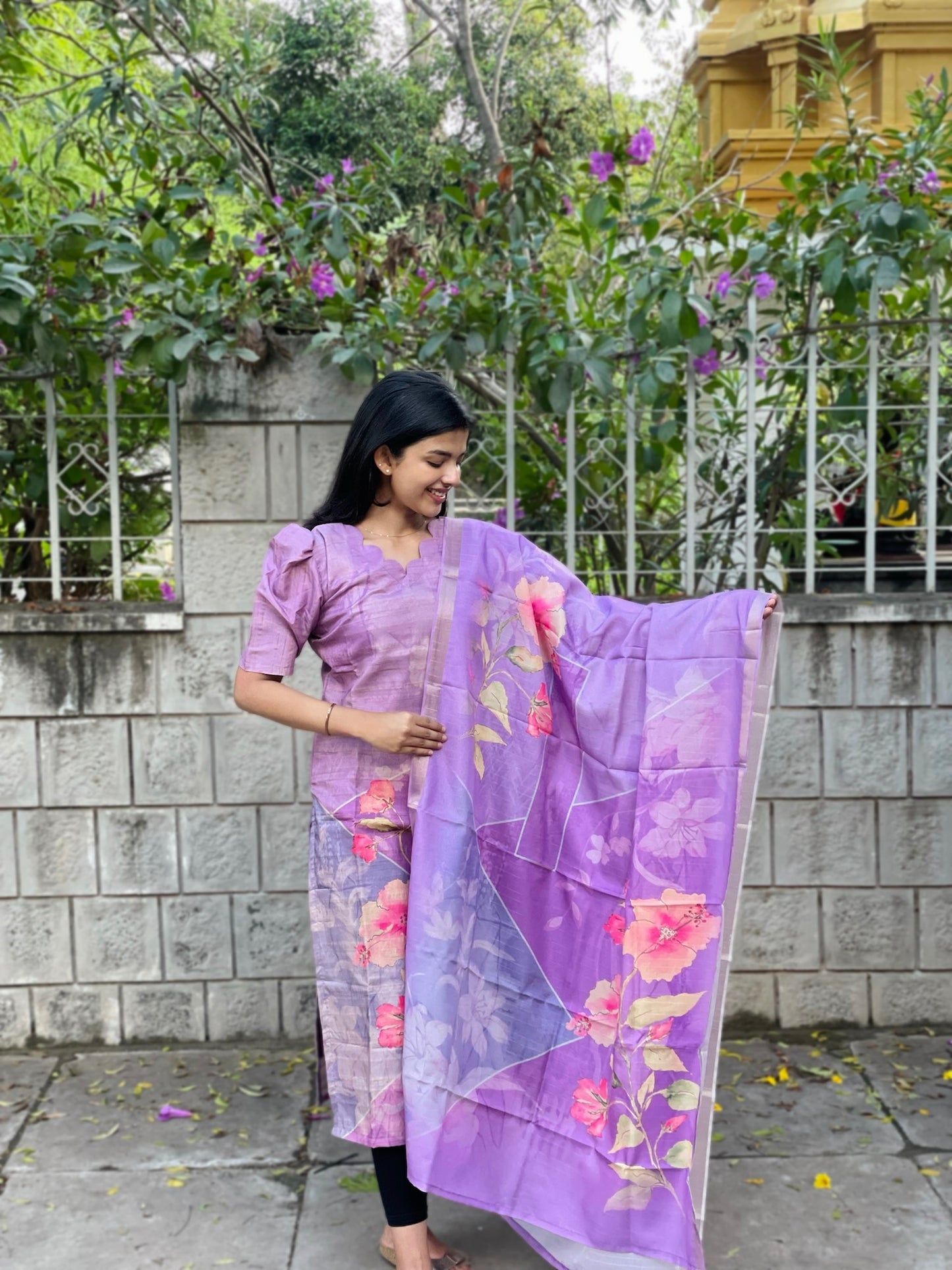 TUSSAR SILK KURTI WITH DUPATTA