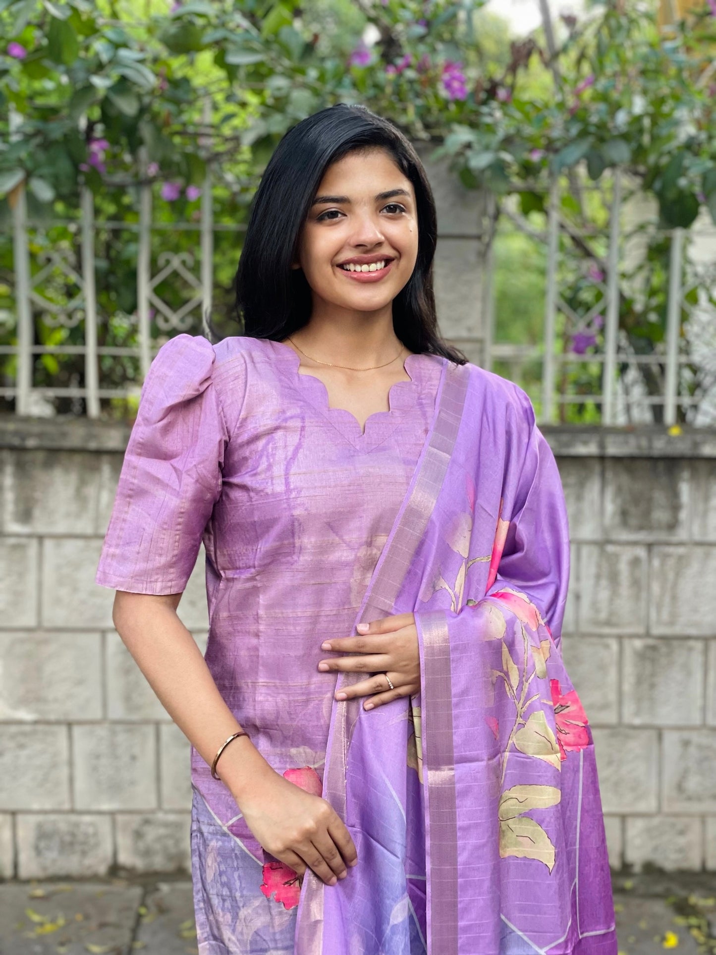 TUSSAR SILK KURTI WITH DUPATTA