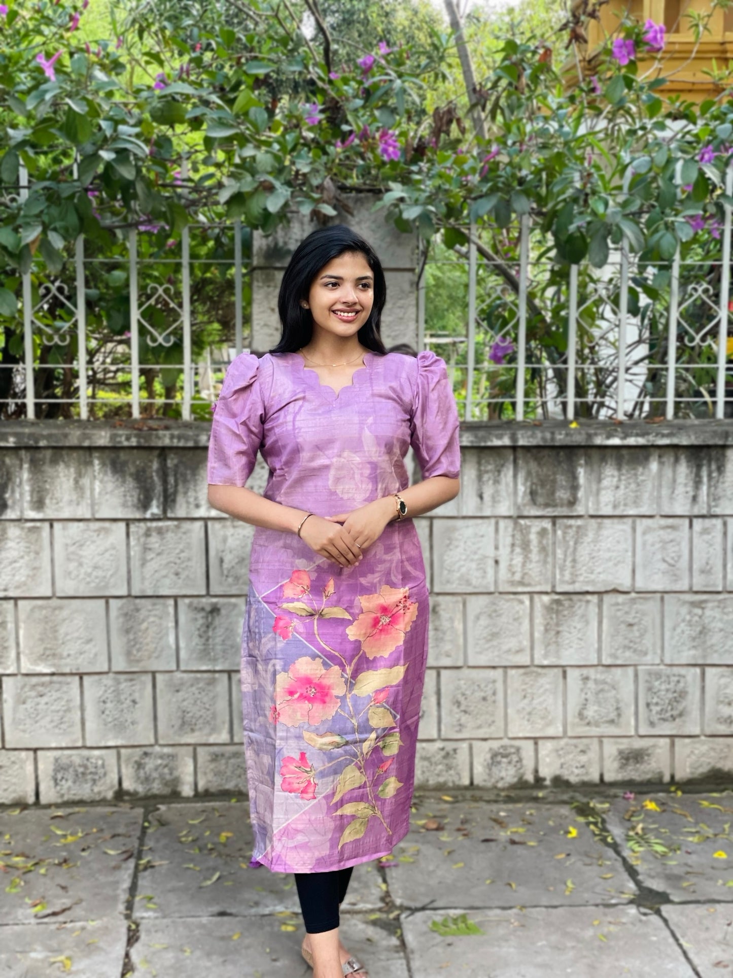 TUSSAR SILK KURTI WITH DUPATTA
